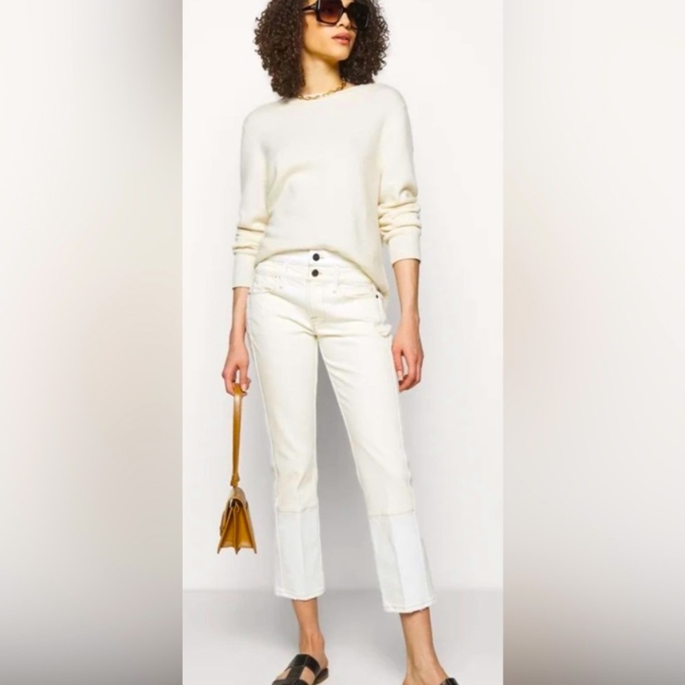 Frame Le High Straight Jeans in Vintage White Multi Color